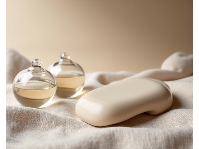 Smooth ceramic massage tool on a textured surface, representing stress relief and recovery products