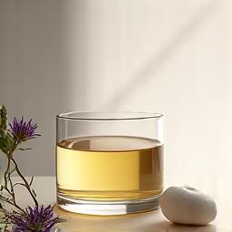 Glass aromatherapy vessel with essential oils and delicate ceramic diffuser