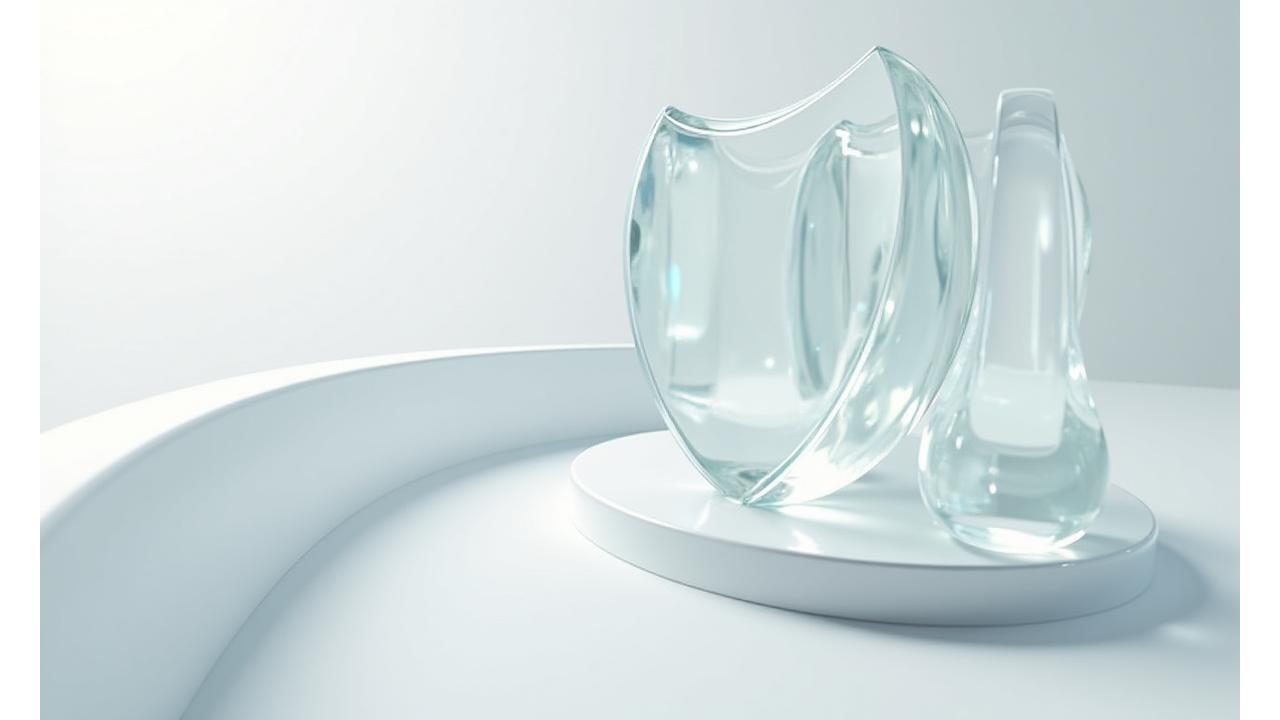 Abstract representation of data security and legal protection, with interlocking transparent glass and ceramic elements forming a shield.