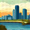 A vibrant illustration of the Austin skyline blended with natural elements like Barton Springs, symbolizing local wellness.